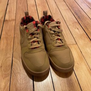 Nike Court Low Borough Premium Tan Red Plaid Size 8
